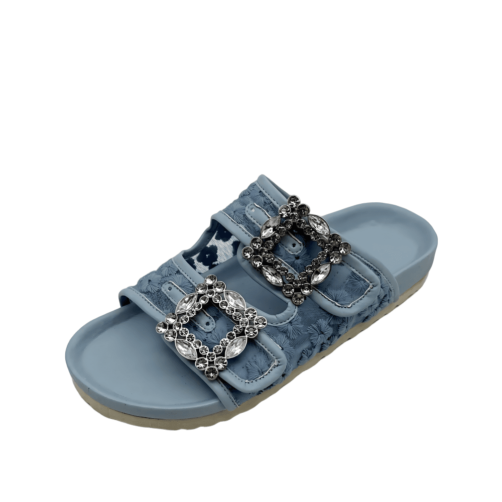 Womens Blue Lace Fabric Sandals