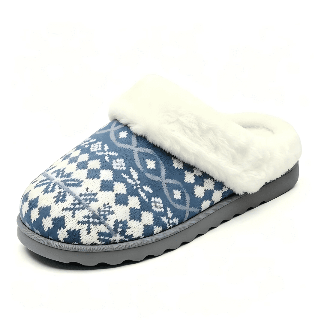 Blue Knit Slippers