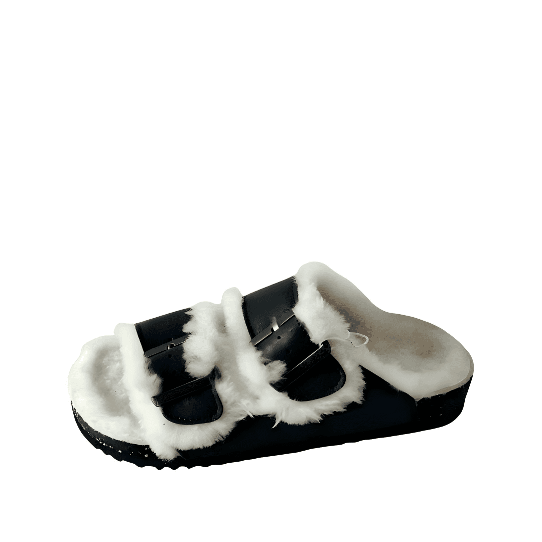 black cork slippers